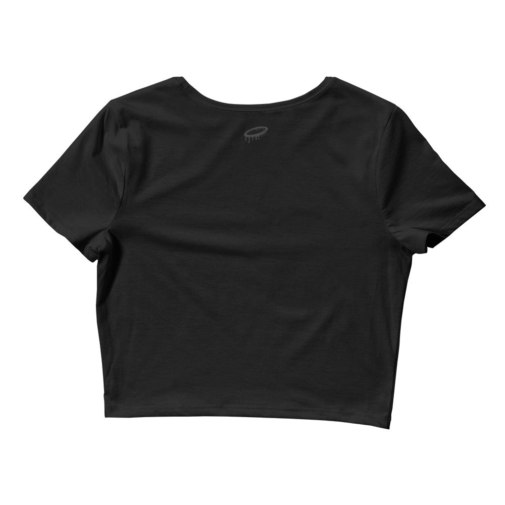 "Rise From The Darkness" All Black Classic Logo Women’s Crop Tee