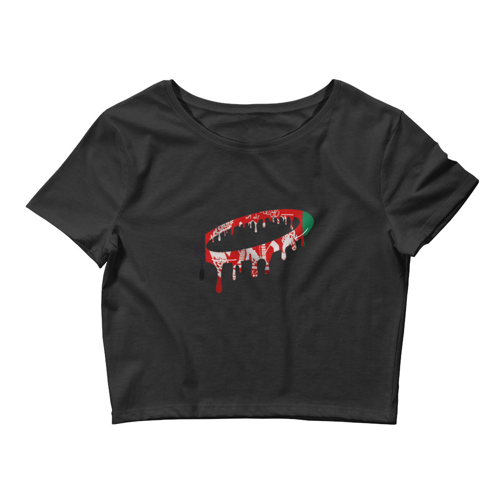 Afghan Flag Melted Halo Women’s Crop Tee