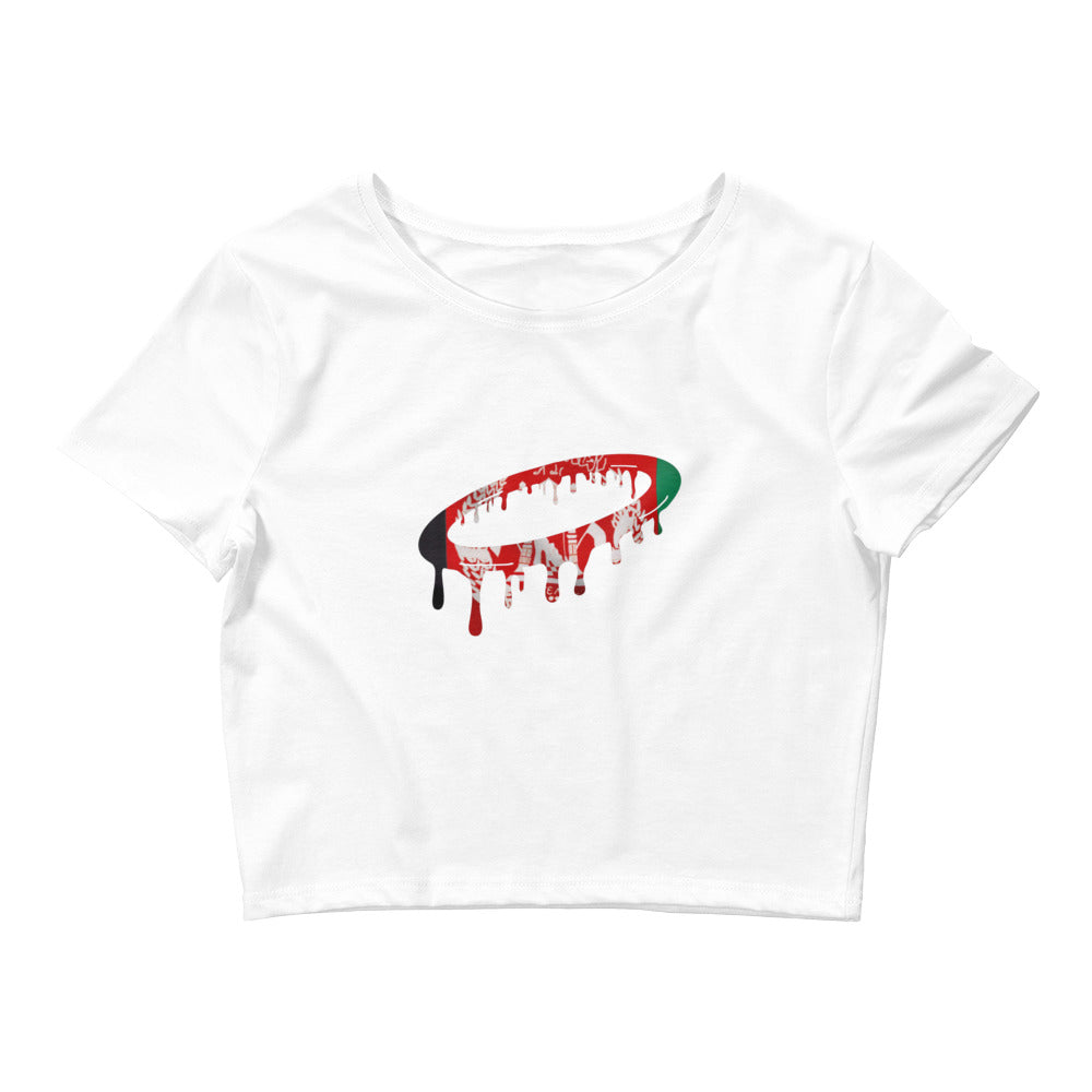 Afghan Flag Melted Halo Women’s Crop Tee