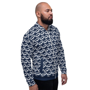 Navy/White Melted Halo Pattern Bomber Jacket