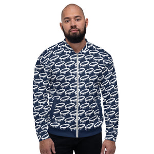 Navy/White Melted Halo Pattern Bomber Jacket