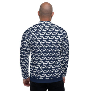 Navy/White Melted Halo Pattern Bomber Jacket