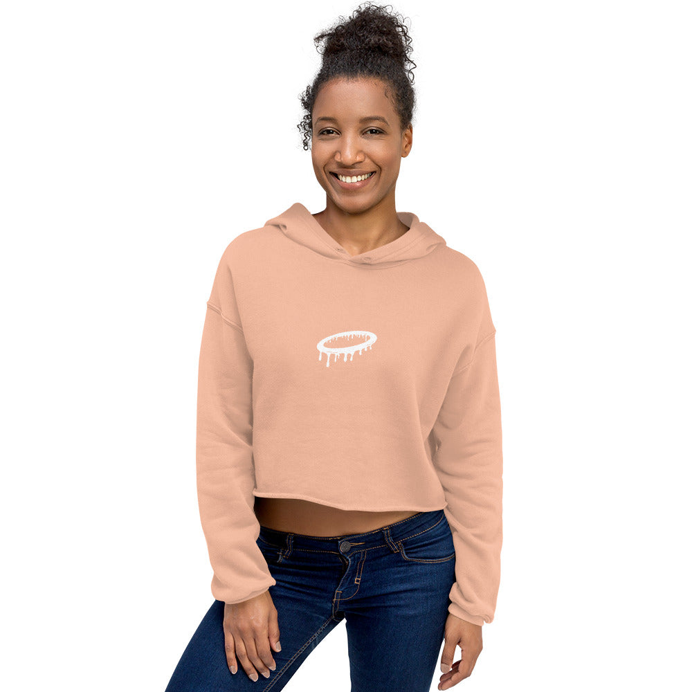 White Melted Halo Womens Crop Hoodie(More Colors Available)