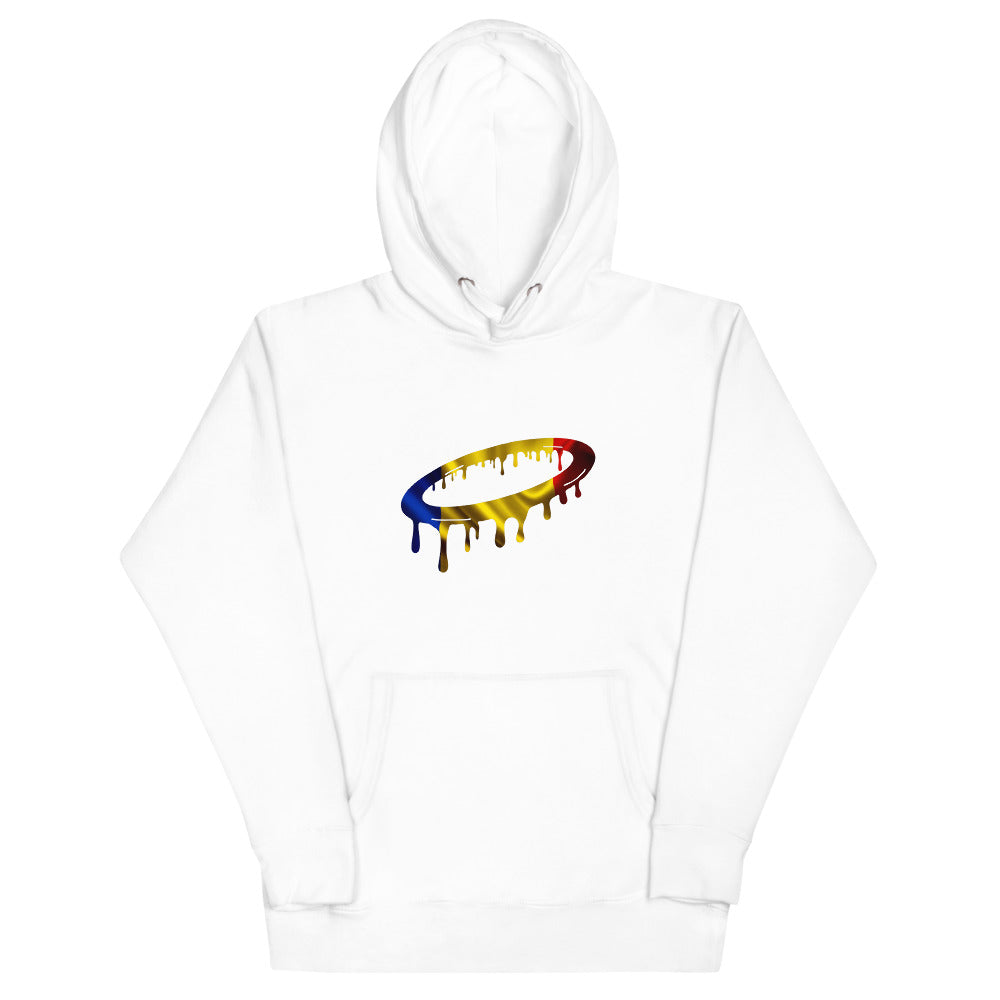 Romanian Flag Melted Halo Hoodie (More Colors Available)