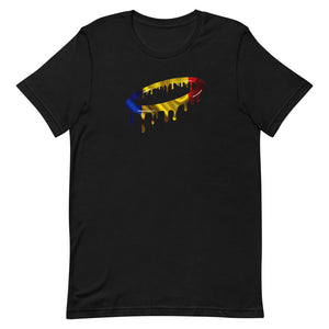 Romanian Flag Melted Halo Crew Neck T-Shirt (More Colors Available)