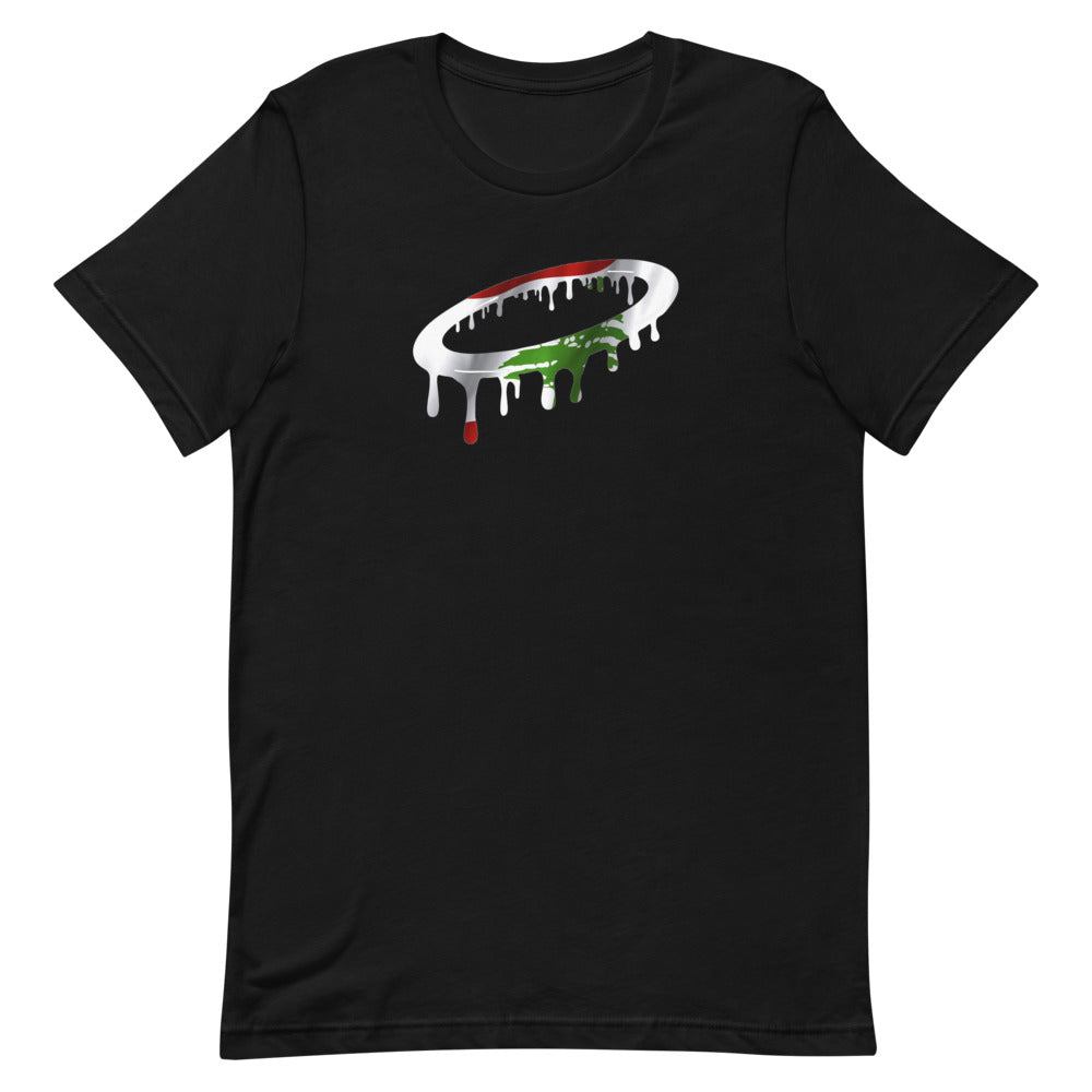 Lebanese Flag Melted Halo Crew Neck T-Shirt (More Colors Available)