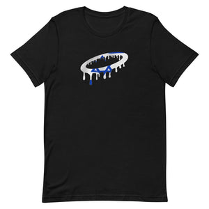 Israeli Flag Melted Halo Crew Neck T-Shirt (More Colors Available)
