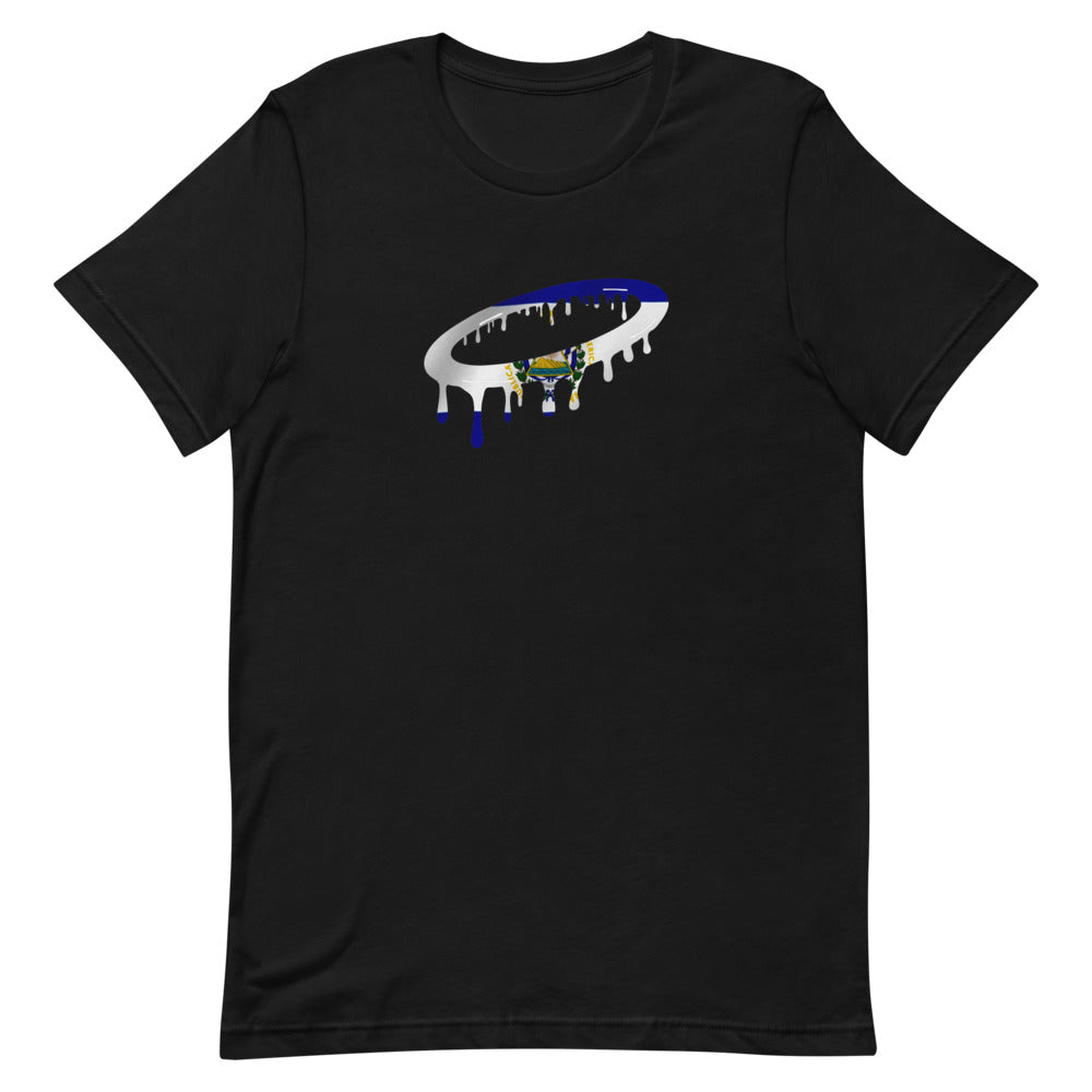 Salvadorian Flag Melted Halo Crew Neck T-Shirt (More Colors Available)