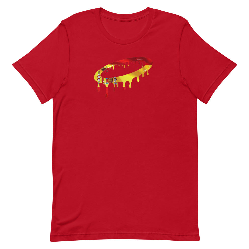 Spanish Flag Melted Halo Crew Neck T-Shirt (More Colors Available)