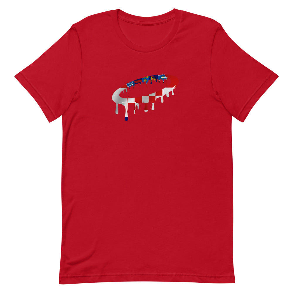 Croatian Flag Melted Halo Crew Neck T-Shirt (More Colors Available)