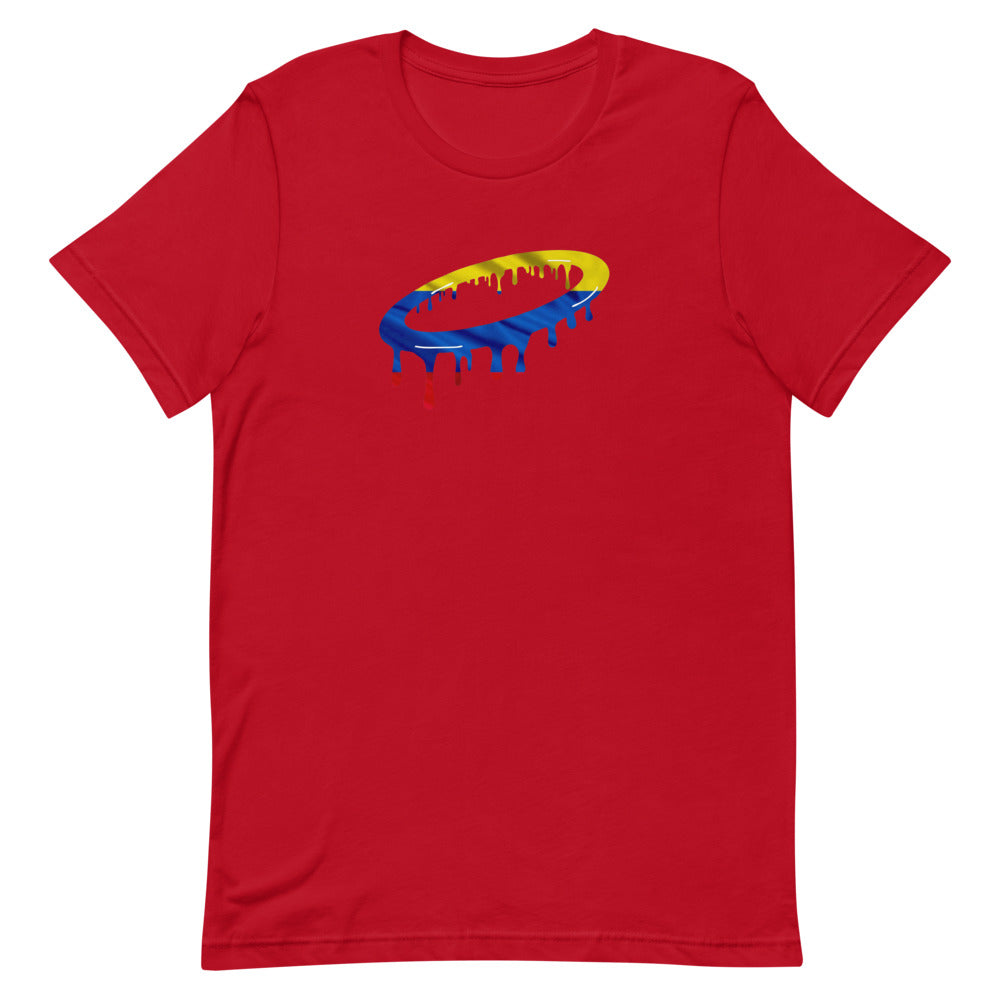 Columbian Flag Melted Halo Crew Neck T-Shirt (More Colors Available)