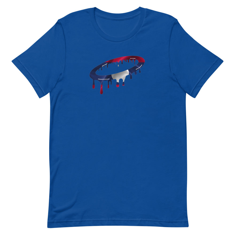 Laotian Flag Melted Halo Crew Neck T-Shirt (More Colors Available)