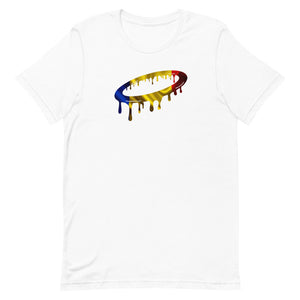 Romanian Flag Melted Halo Crew Neck T-Shirt (More Colors Available)
