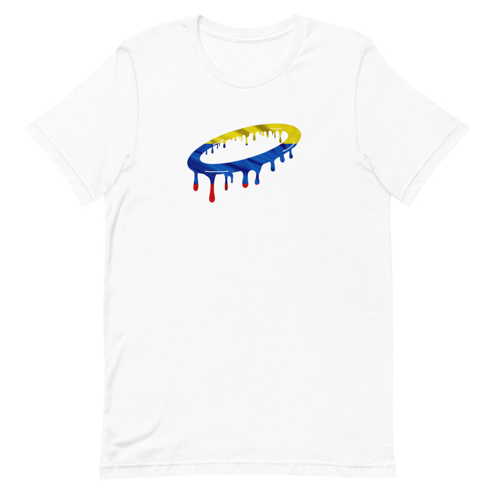 Columbian Flag Melted Halo Crew Neck T-Shirt (More Colors Available)