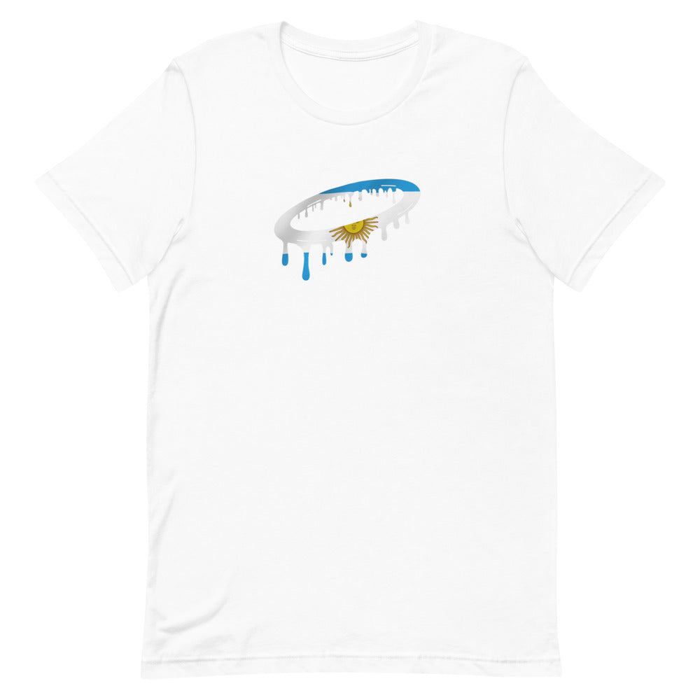 Argentinian Flag Melted Halo Crew Neck T-Shirt (More Colors Available)