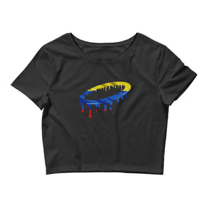 Columbian Flag Melted Halo Women’s Crop Tee (More Colors Available)