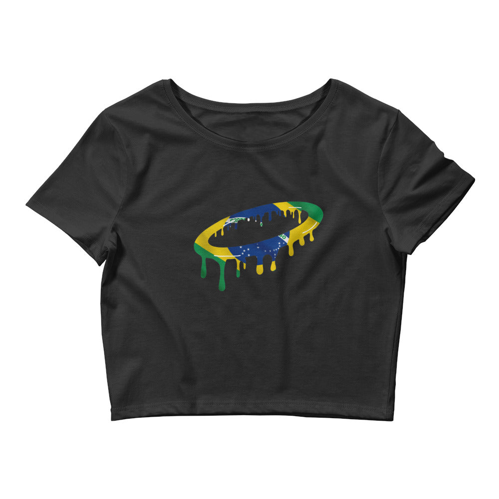 Brazilian Flag Melted Halo Women’s Crop Tee (More Colors Available)