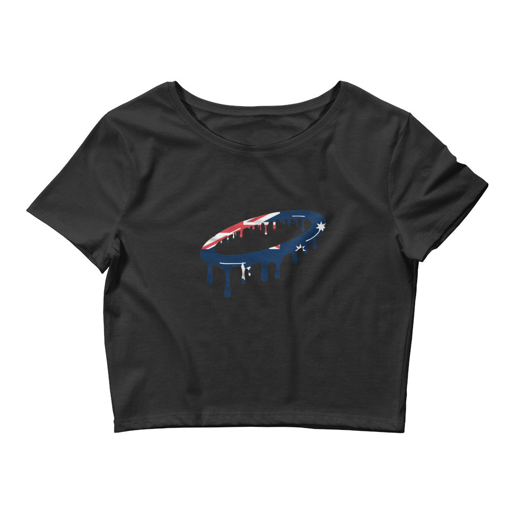 Australian Flag Melted Halo Women’s Crop Tee (More Colors Available)