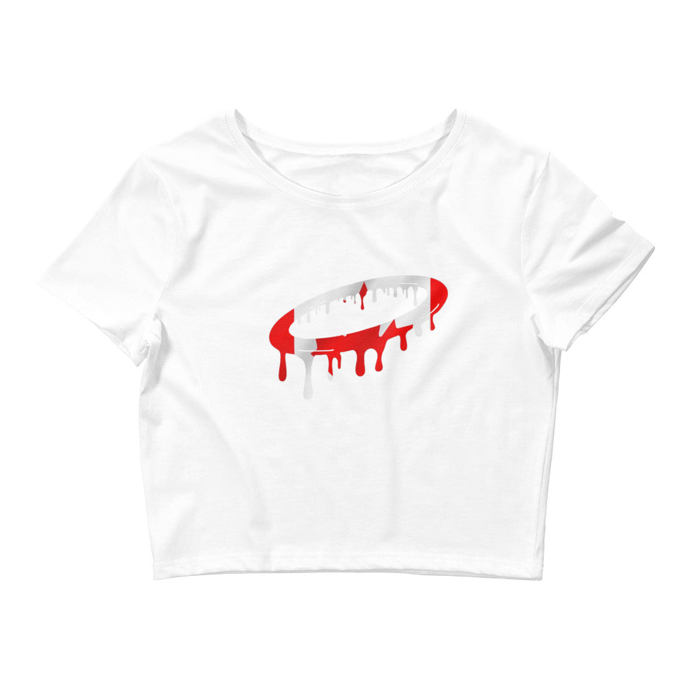 Canadian Flag Melted Halo Women’s Crop Tee (More Colors Available)