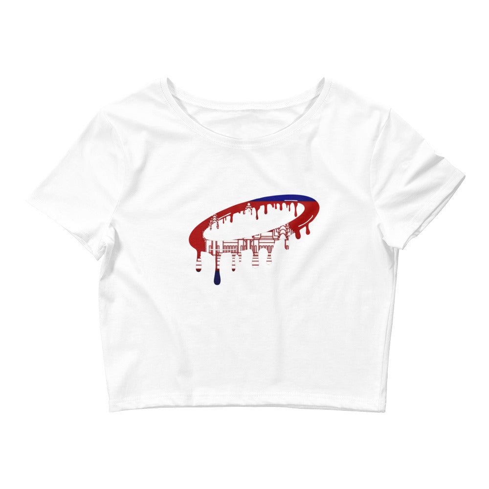 Cambodian Flag Melted Halo Women’s Crop Tee (More Colors Available)