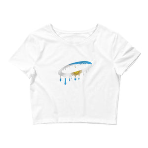 Argentinian Flag Melted Halo Women’s Crop Tee (More Colors Available)