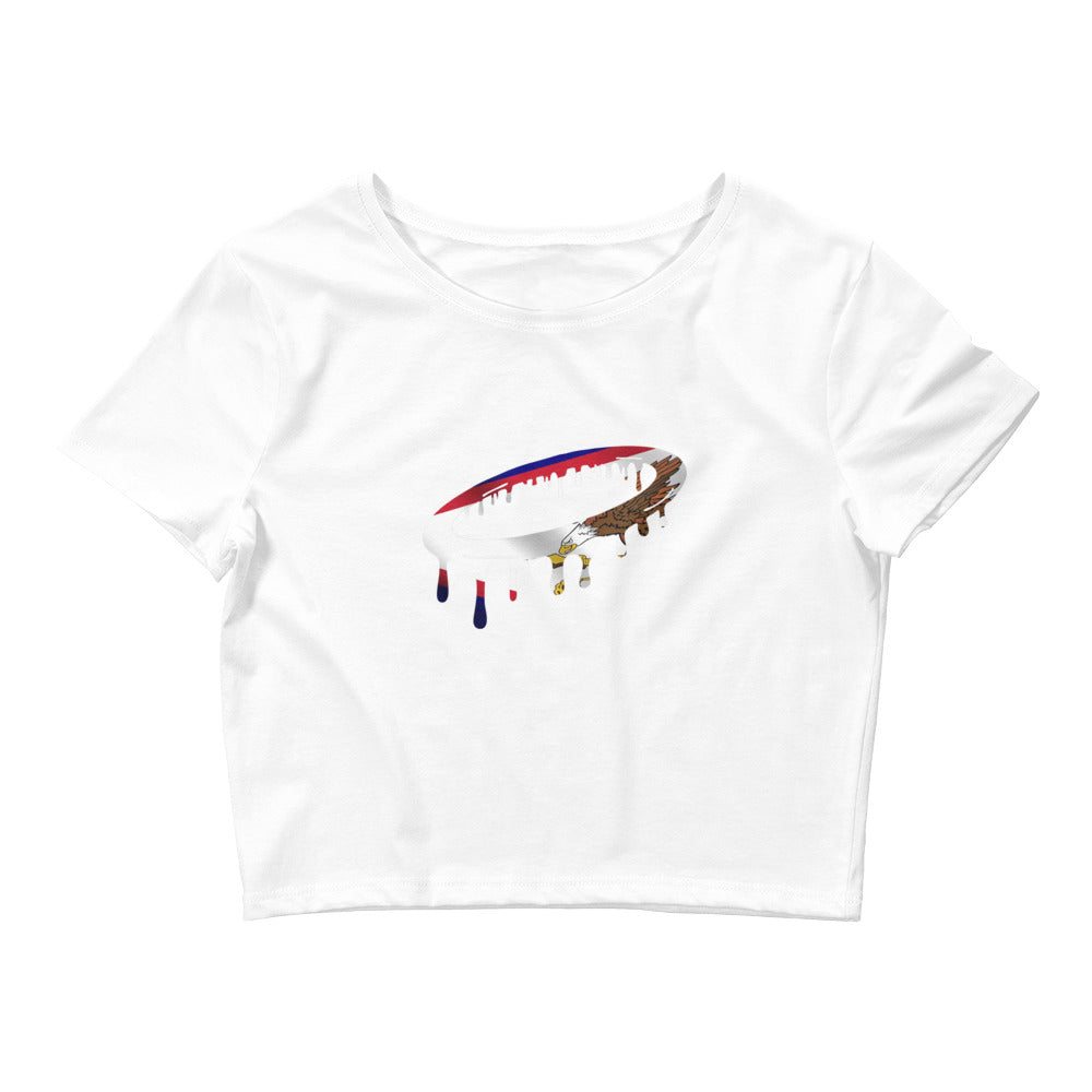 America Samoa Flag Melted Halo Women’s Crop Tee (More Colors Available)