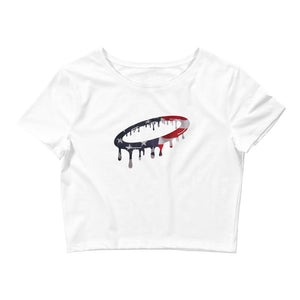 American Flag Melted Halo Women’s Crop Tee (More Colors Available)